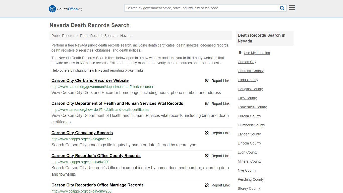 Death Records Search - Nevada (Death Certificates & Indexes)